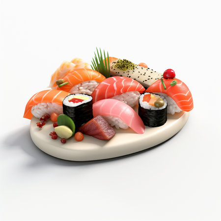 3D style design of sushi in high quality, white backgroundの素材