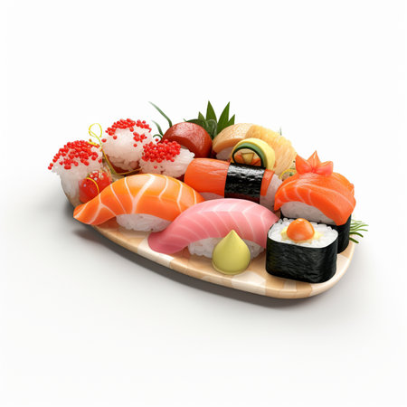 3D style design of sushi in high quality, white backgroundの素材