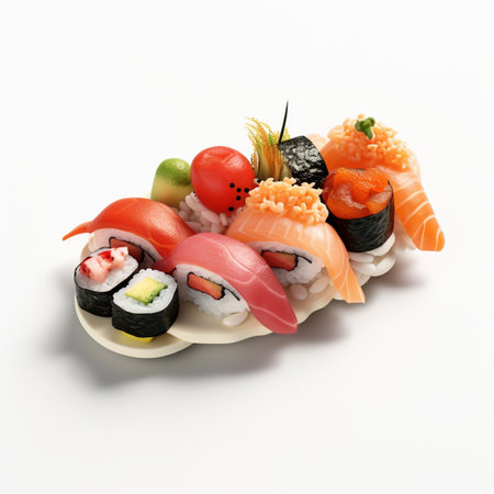 3D style design of sushi in high quality, white backgroundの素材