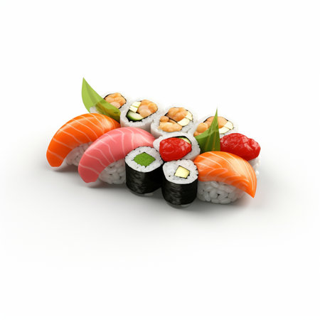 3D style design of sushi in high quality, white backgroundの素材