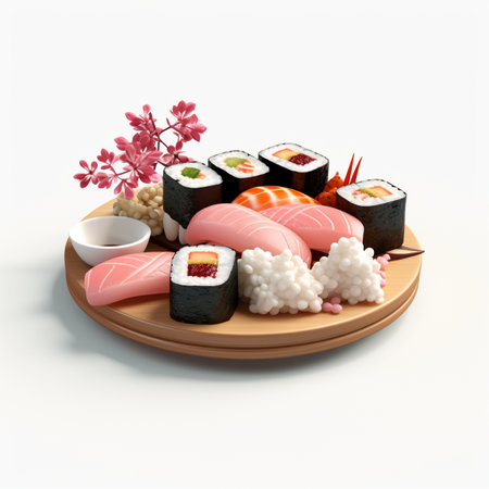 3D style design of sushi in high quality, white backgroundの素材