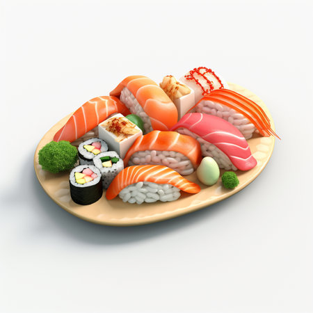 3D style design of sushi in high quality, white backgroundの素材