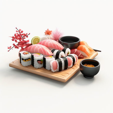3D style design of sushi in high quality, white backgroundの素材