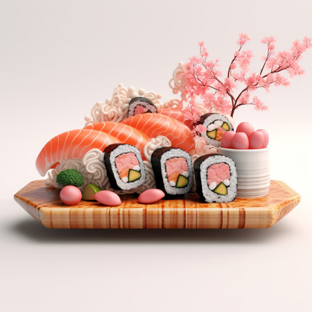3D style design of sushi in high quality, white backgroundの素材