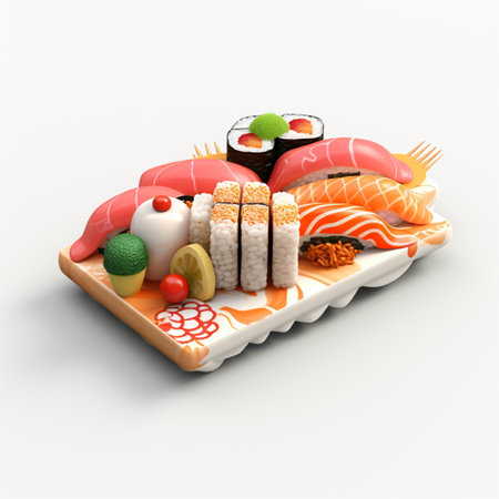 3D style design of sushi in high quality, white backgroundの素材