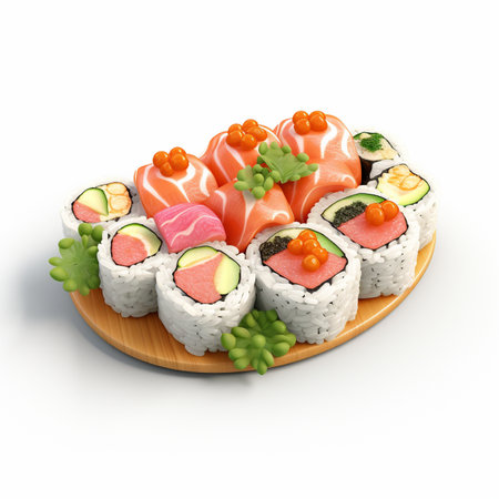 3D style design of sushi in high quality, white backgroundの素材