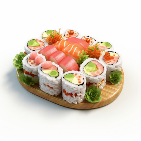 3D style design of sushi in high quality, white backgroundの素材