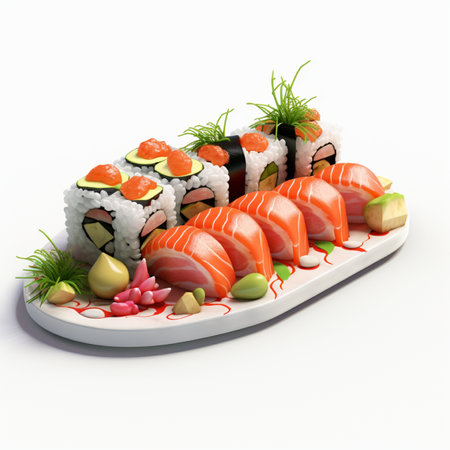 3D style design of sushi in high quality, white backgroundの素材
