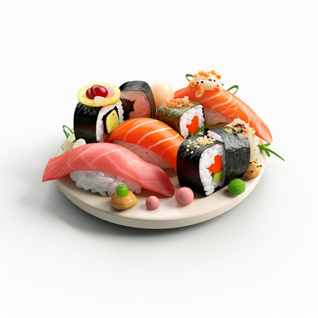 3D style design of sushi in high quality, white backgroundの素材