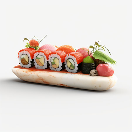 3D style design of sushi in high quality, white backgroundの素材