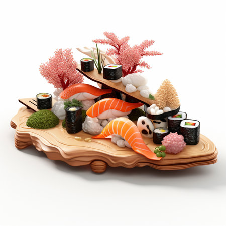 3D style design of sushi in high quality, white backgroundの素材