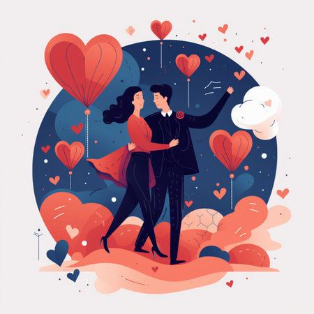 Couple in love. Male and female characters in love. Vector illustrationの素材