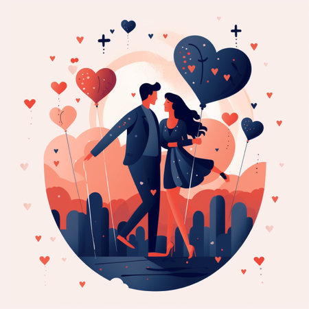 Wedding couple in love. Man and woman in love. Vector illustrationの素材