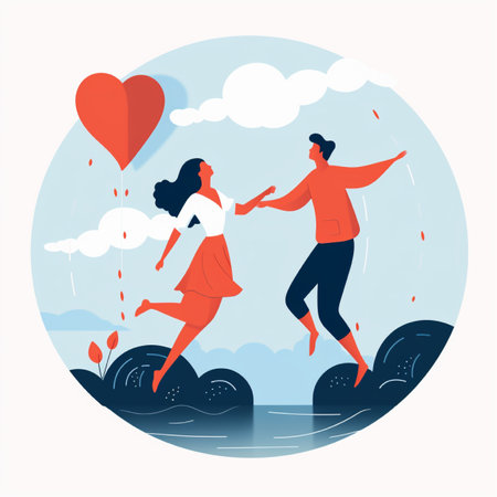 Romantic couple in love. Vector illustration in flat design style.の素材