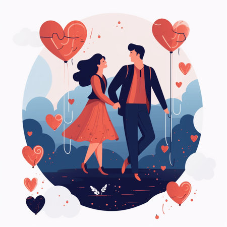 Couple in love. Man and woman in love. Vector illustration in flat styleの素材