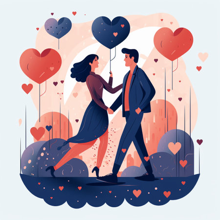 Happy couple in love. Man and woman in love. Vector illustrationの素材