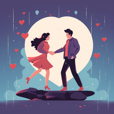 Romantic Couple in Love. Man and Woman in Love. Vector Illustrationの素材