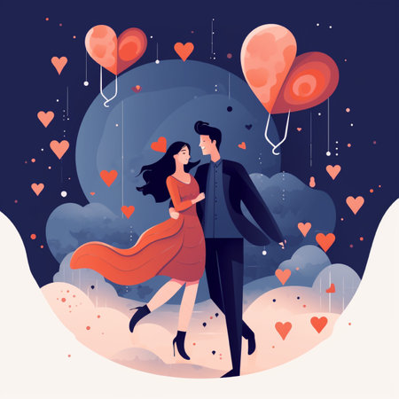 Happy couple in love. Man and woman in love. Vector illustrationの素材