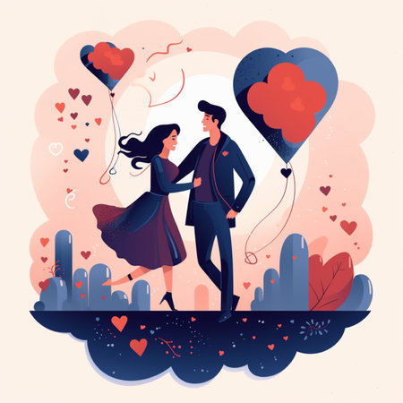 Romantic couple in love. Man and woman in love. Vector illustrationの素材