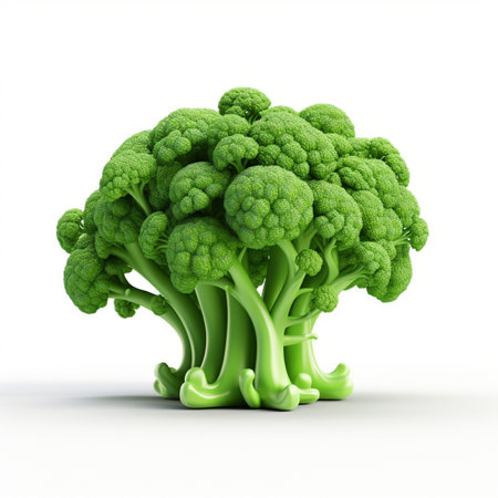 Broccoli isolated on a white background. 3d render illustration.の素材