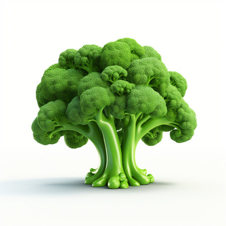 Broccoli isolated on a white background. 3d render image.の素材