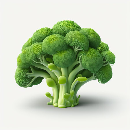 Broccoli isolated on white background. 3d illustration. Top view.の素材