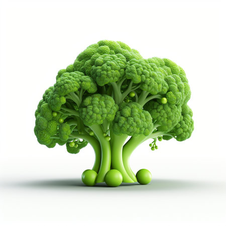 Broccoli isolated on a white background. 3d render illustration.の素材