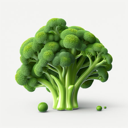 Broccoli isolated on a white background. 3d render illustration.の素材