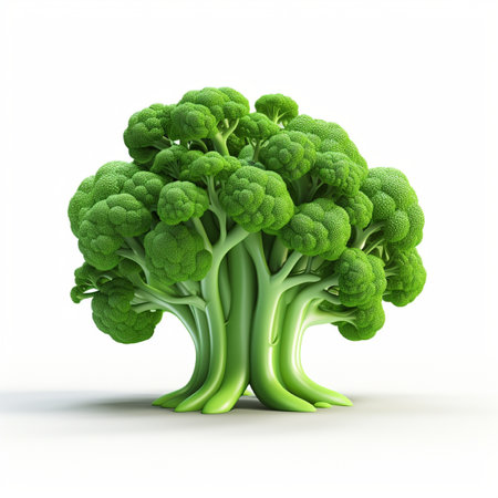 Broccoli isolated on a white background. 3d render illustration.の素材