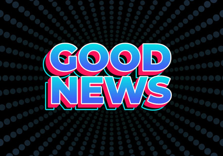 Good news. Text effect design in gradient blue color with 3D lookのイラスト素材