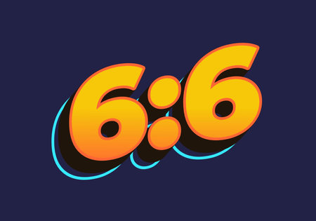 6:6. Text effect design in 3D look. Yellow colorのイラスト素材