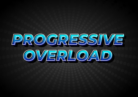 Progressive overload. Text effect design in 3D look, gradient blue color with dark background
