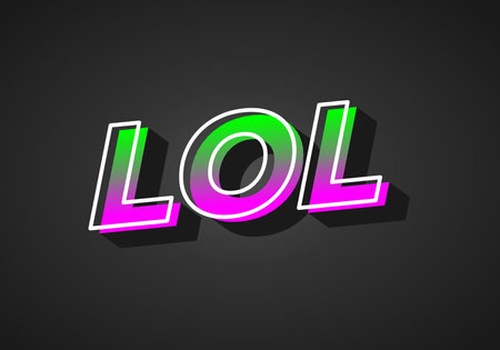 LOL. Text effect design in 3D look. gradient purple green color. Dark backgroundのイラスト素材
