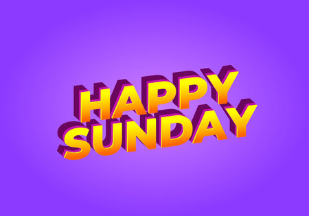 Happy sunday. Text effect design in 3D effect with eye catching colorのイラスト素材