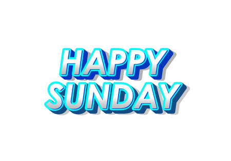 Happy sunday. Text effect design in 3D effect with eye catching colorのイラスト素材