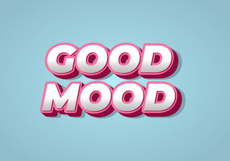 Good mood. Text effect design in 3D look with gradient purple yellow colorのイラスト素材