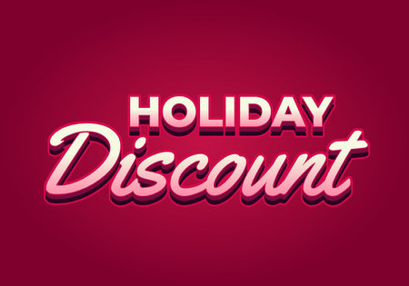 Holiday discount. Text effect design in 3D look with eye catching colorsのイラスト素材