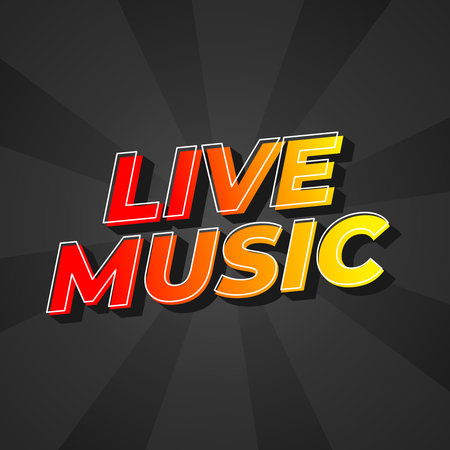Live music. Text effect design in 3D style for social media marketing ads