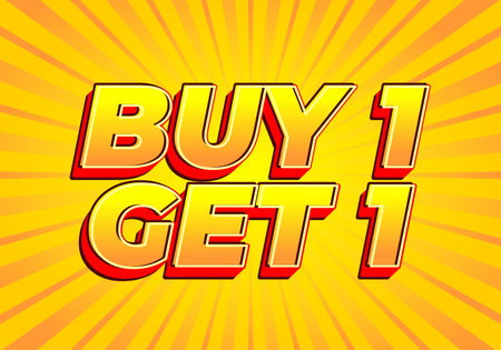 Buy 1 get 1. Text effect design in bold font for print or digital promotionのイラスト素材