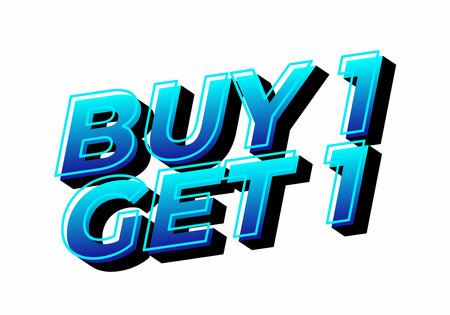 Buy 1 get 1. Text effect design in bold font for print or digital promotionのイラスト素材