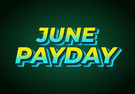 June Payday. Text effect design for promotion ads about payday in june. yellow and blue colorsのイラスト素材