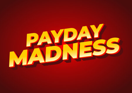 Payday madness. Text effect design in bold font type. for promotional needs. yellow red colorsのイラスト素材