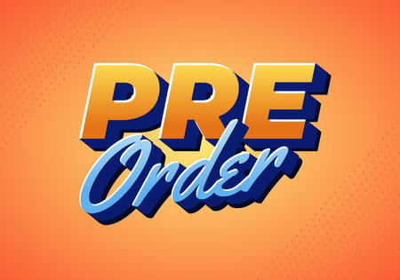 Pre order. Text effect design for social media promotion needs. Orange blue colorのイラスト素材
