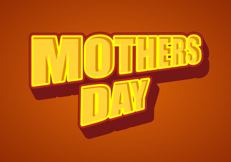Mothers day. Strong yellow letters with red outline and orange backgroundのイラスト素材