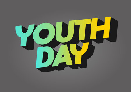 Youth day. Playful and vibrant text style for dynamic poster or banner designのイラスト素材