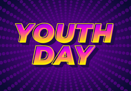 Youth day. Playful and vibrant text style for dynamic poster or banner designのイラスト素材