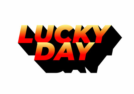 A vibrant graphic design featuring the words LUCKY DAY in bold, stylized typography. The text is colored in a gradient from yellow to red, set against a black backgroundのイラスト素材
