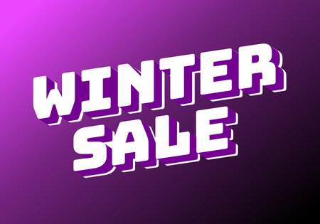 Bold 3D text Winter Sale on a purple gradient background. Good for adsのイラスト素材