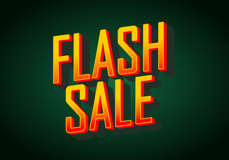 Bold and vibrant text reading FLASH SALE with a shadow effect on a dark green background, ideal for promotional materialsのイラスト素材