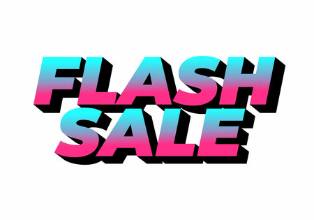 Bold, colorful text design featuring the words FLASH SALE in a gradient of pink and blue with a shadow effect, suitable for promotional materialsのイラスト素材